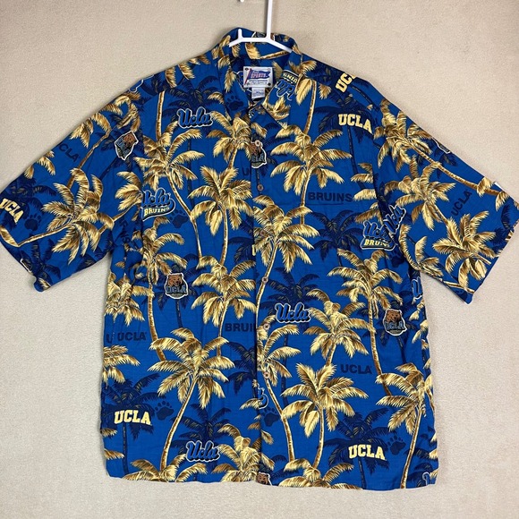 Reyn Spooner UCLA Bruins Hawaiian Shirt Palm Tree Print Mens XL Button Up - Picture 1 of 8